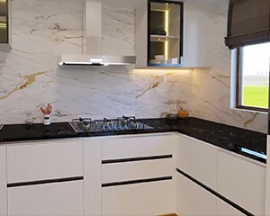Modern modular kitchen setup with premium fittings